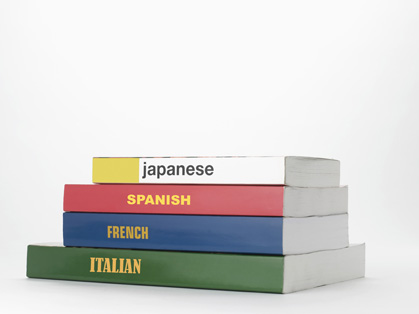 Stack of foreign language books